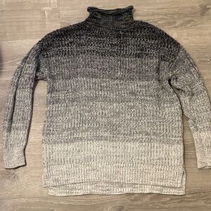 Men's Black and Gray Turtleneck Sweater